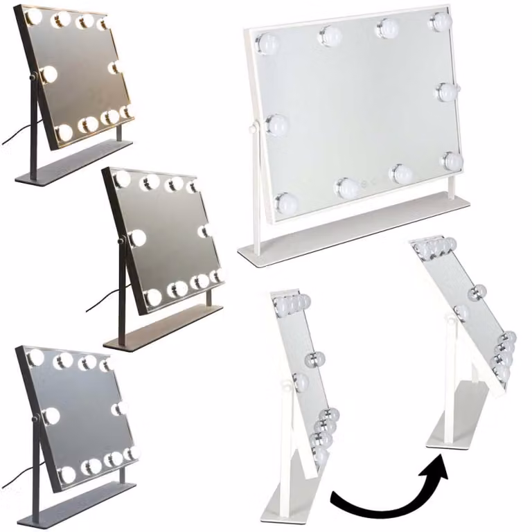 Specchio per il trucco a LED con 10 luci, illuminazione cosmetica, 3 diverse tonalità di luce