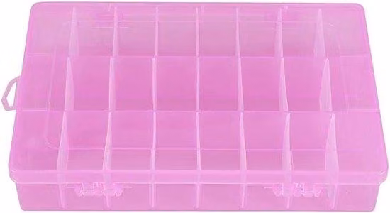 Scatola portaoggetti - Cassetta portaoggetti con divisori - Per organizzare i piccoli oggetti - 24 scomparti laterali regolabili - 20 x 13 x 3,5 cm - Blu