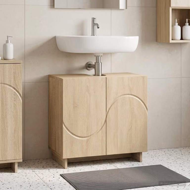Mobile da bagno moderno vidaXL in legno Rovere Sonoma, colore beige e marrone, L: 60 cm, P: 41 cm, H: 58 cm
