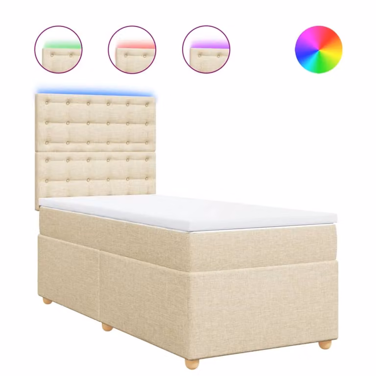 Giroletto a Molle con Materasso Crema 90x190 cm in Tessuto