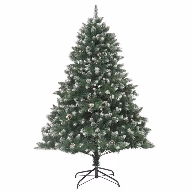 Albero di Natale artificiale Design In verde e bianco in PVC e metallo con base, Altezza: 210 cm