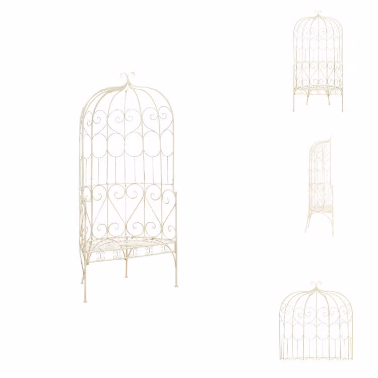 vidaXL Panchina da giardino 95 cm in ferro bianco antico - Panchine da giardino