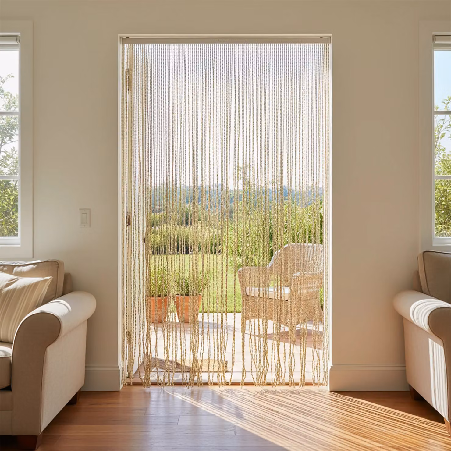 Tenda in plastica beige con supporto in polietilene Vestiamo Casa Giardino H 220 x L 100 cm