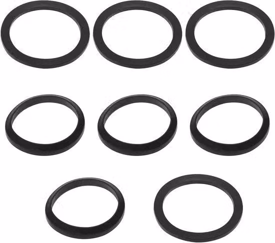 Set di guarnizioni per lo scarico del lavabo, 8 pezzi in nero - Guarnizione per scarico da 1/4 di pollice 38x31x25 mm e 36x32x45 mm