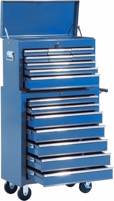 Carrello Cassettiera Porta Utensili HomCom in Acciaio Blu con Ruote e Chiusura di Sicurezza L: 61.5 cm, P: 33 cm, H: 113 cm