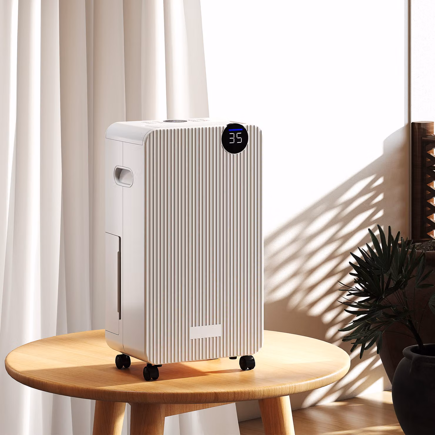 Deumidificatore HOMCOM silenzioso con display LED e serbatoio da 2,1 L, capacità 12 L/giorno, bianco, L/P/H: 28 x 18,5 x 50,5 cm – 2