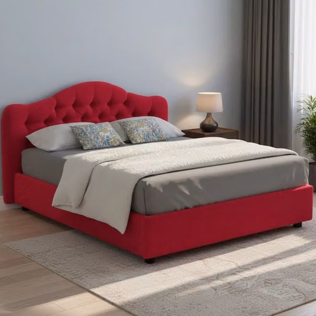 Letto Matrimoniale Arex DMORA Rosso con Base a Salire e Rivestimento Sfoderabile Made in Italy L: 180 cm x P: 190 cm x H: 210 cm – 1