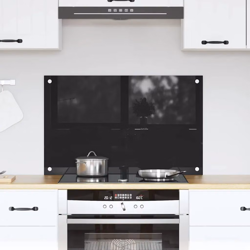 Schienale da cucina vidaXL in vetro temperato Nero L: 80 cm, P: 50 cm