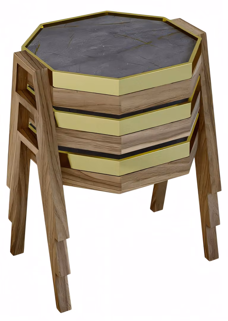 Elegantes schwarzes Couchtisch-Set aus Holz im modernen Design