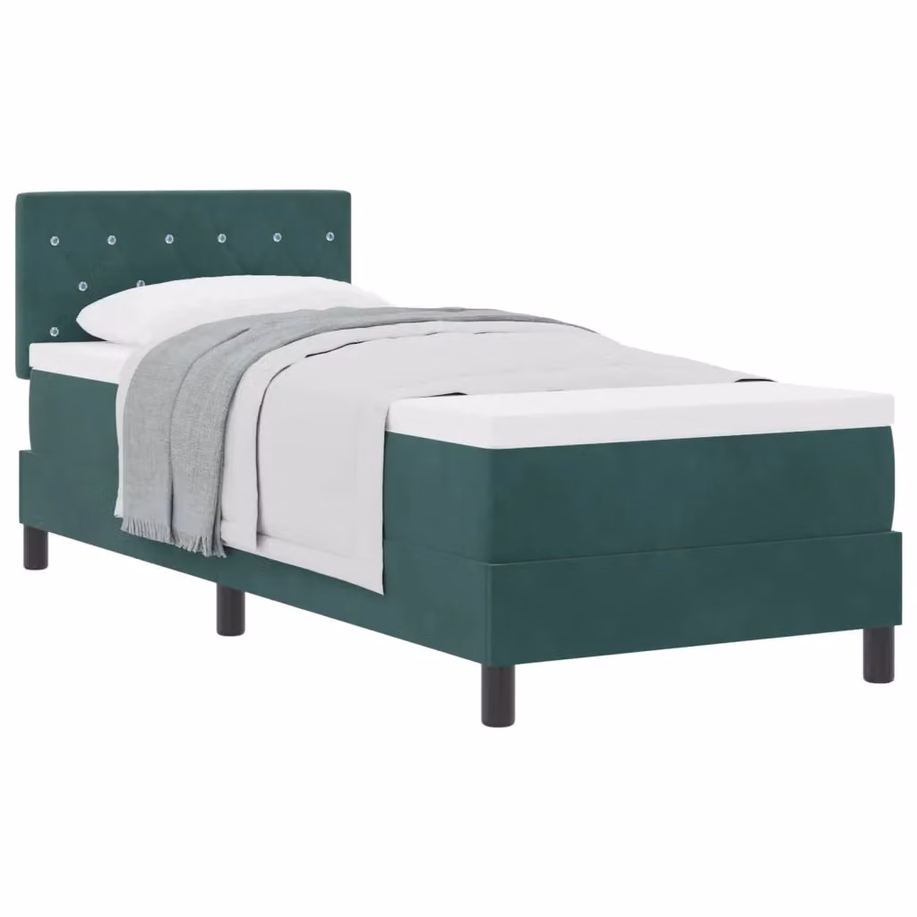 Letto a molle con materasso vidaXL in velluto verde scuro L/P/H: 200 x 80 x 83 cm – 2