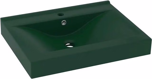 Lavabo con Foro Rubinetto Verde Scuro Opaco 60x46cm in Ceramica CFW7347763