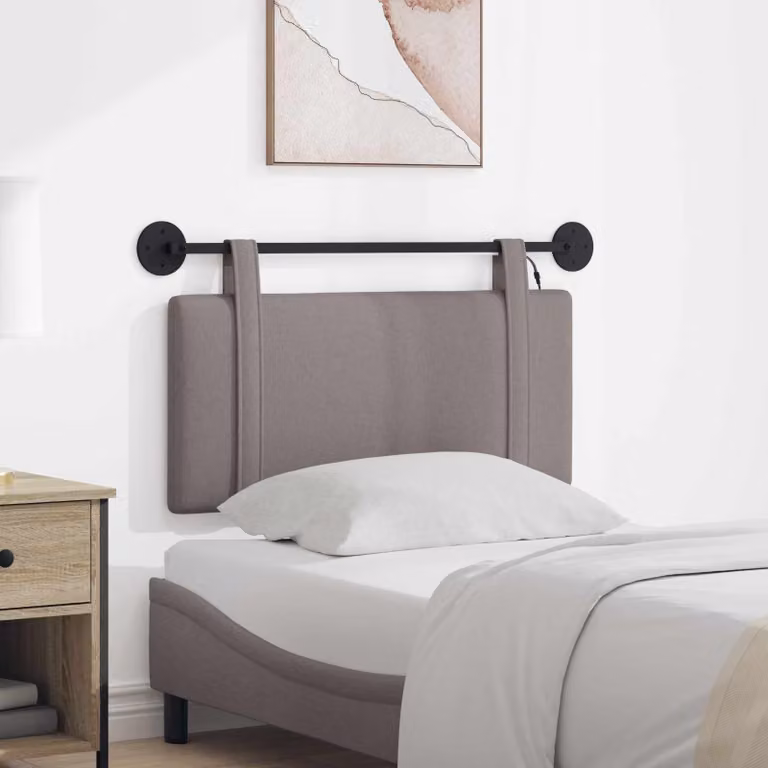 Testiera per letto sospesa vidaXL in tessuto tortora con illuminazione integrata e pannello imbottito