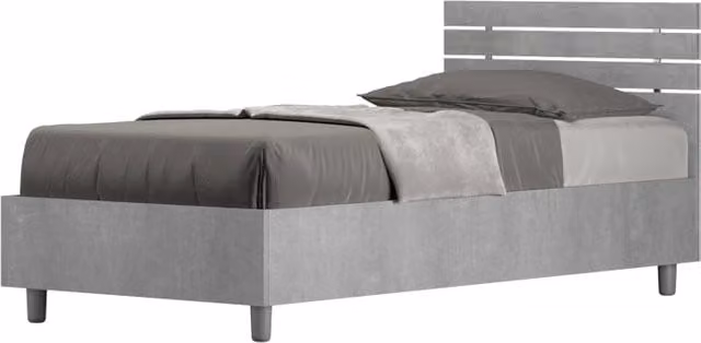 BS COM Letto singolo contenitore 80x200 testata dritta con doghe cemento
