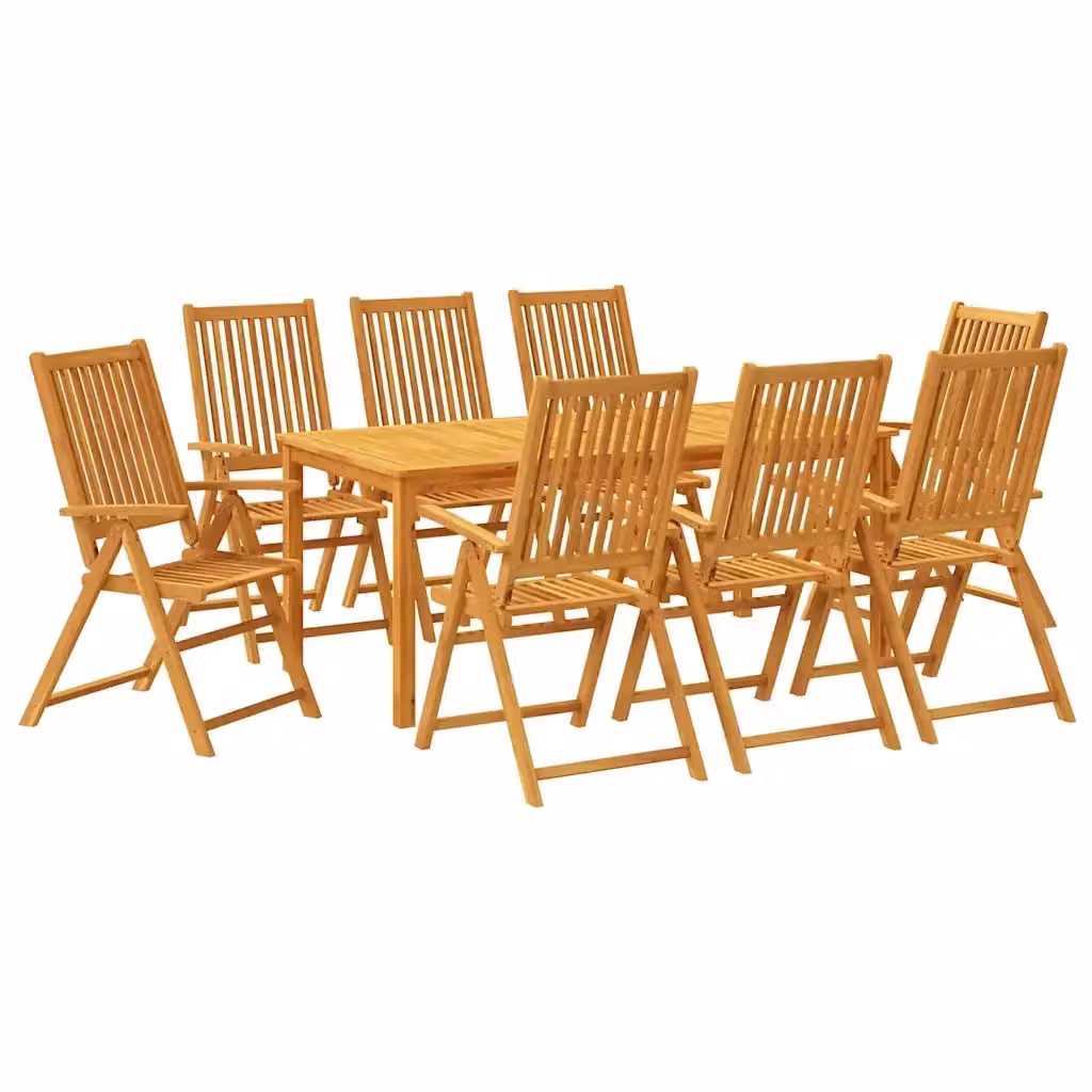 Set da pranzo da giardino vidaXL in legno di acacia marrone, 9 pezzi, L: 180 cm, P: 90 cm, H: 75 cm – 2