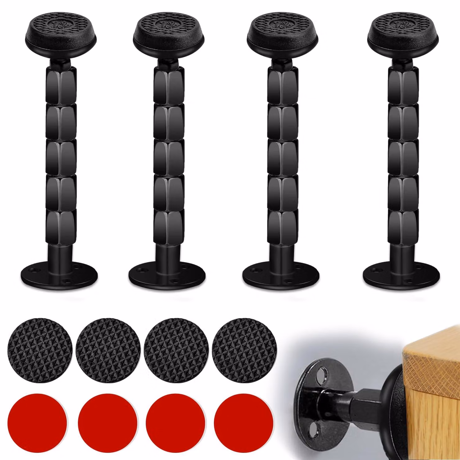 Set di 4 fissaggi regolabili per telai di letto, anti-oscillazione (58-122 mm)