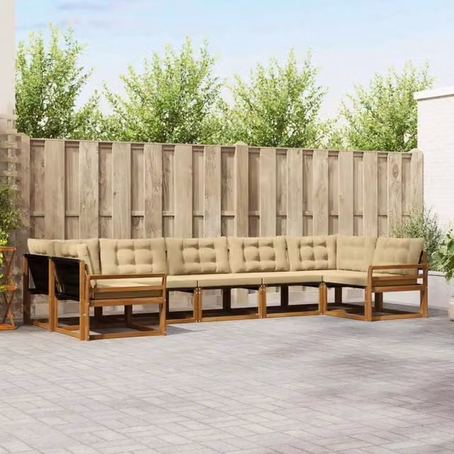 Set di divani da esterno 7 pz Naturale e Beige 3369820