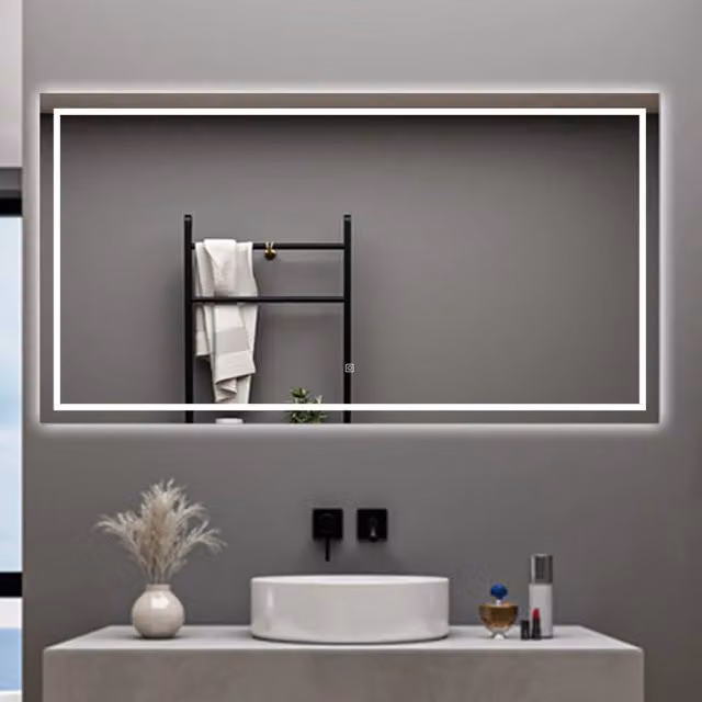 AICA Specchio da bagno 80 x 150 cm, dimmerabile, interruttore touch, Funzione Memoria, antiappannamento, 3 colori