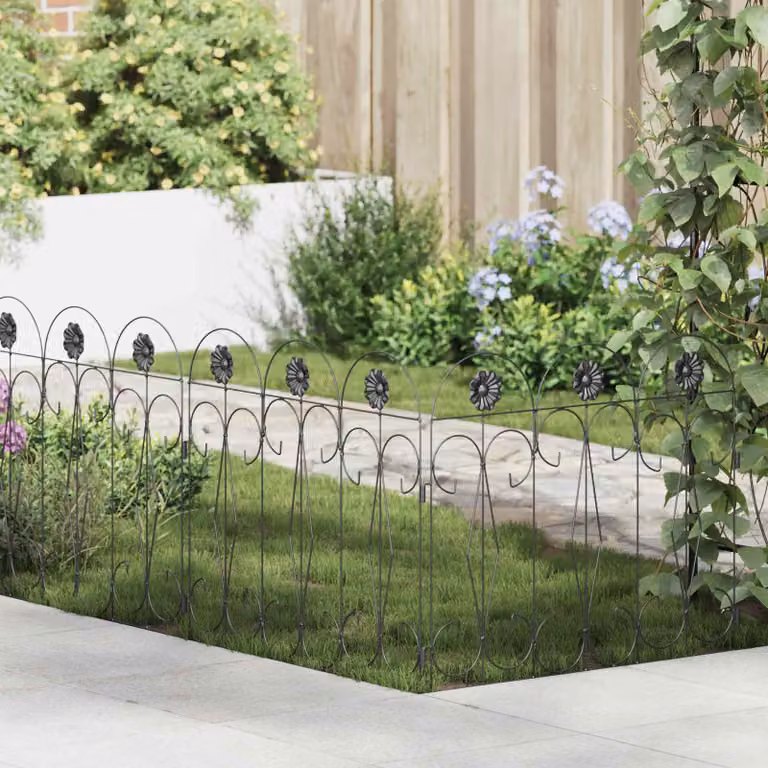 Set di 5 recinzioni per giardino vidaXL in acciaio nero