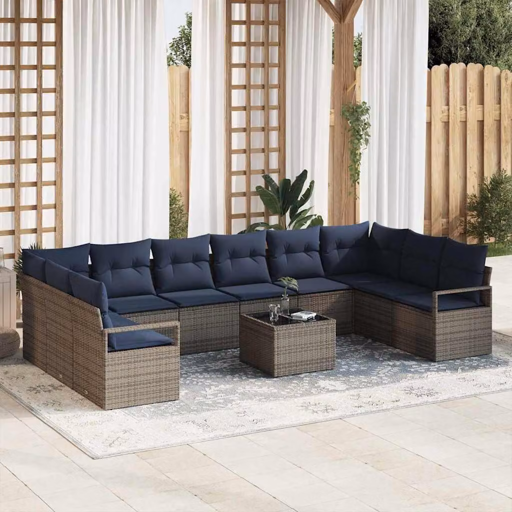 Maison Exclusive - Set di divani da salotto, 11 pezzi, grigio [Materiale sintetico]: rattan sintetico