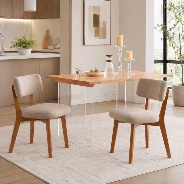 Sedia da pranzo 54.5x47x77 cm imbottita con gambe in legno khaki