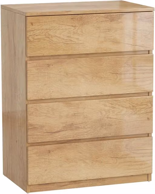 Cassettiera a 4 cassetti camera da letto 60 x 40 x 80 cm salva-spazio spaziosa minimalista contemporanea in MDF legno naturale 21_0001567