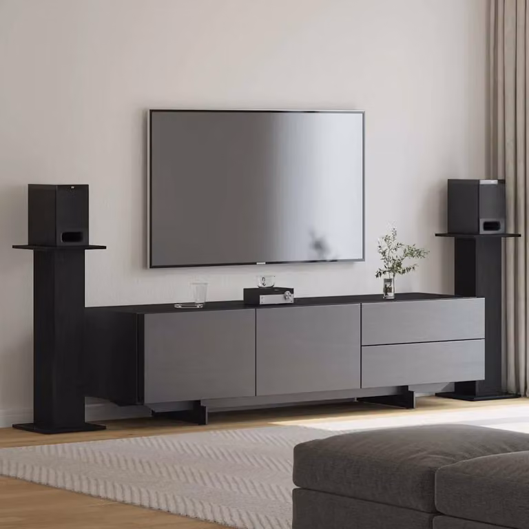 vidaXL Supporti per Altoparlanti 2 pz Rovere Nero H 80 x L 30 x P 30 cm