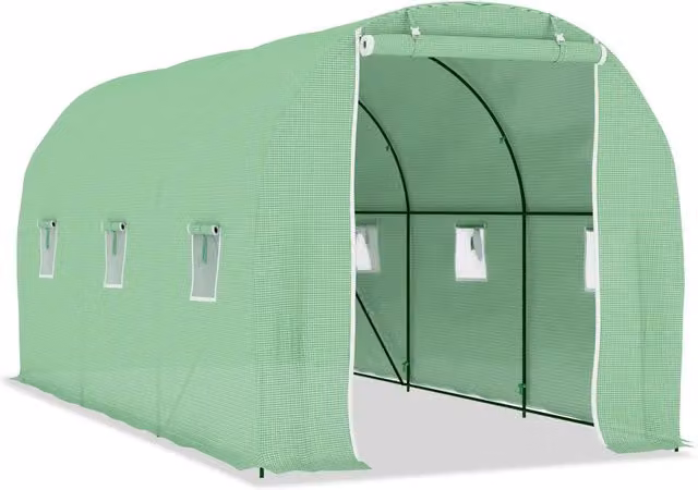Serra da giardino DESIGN IN verde con struttura in acciaio zincato e copertura in plastica, L: 4,5 m, P: 2 m, H: 2 m – 1