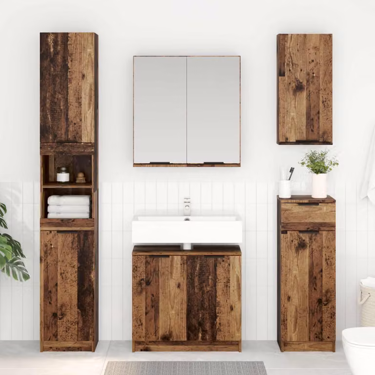 Mobile da bagno moderno vidaXL in legno marrone con ante a cerniera L: 64,5 cm, P: 33,5 cm, H: 59 cm