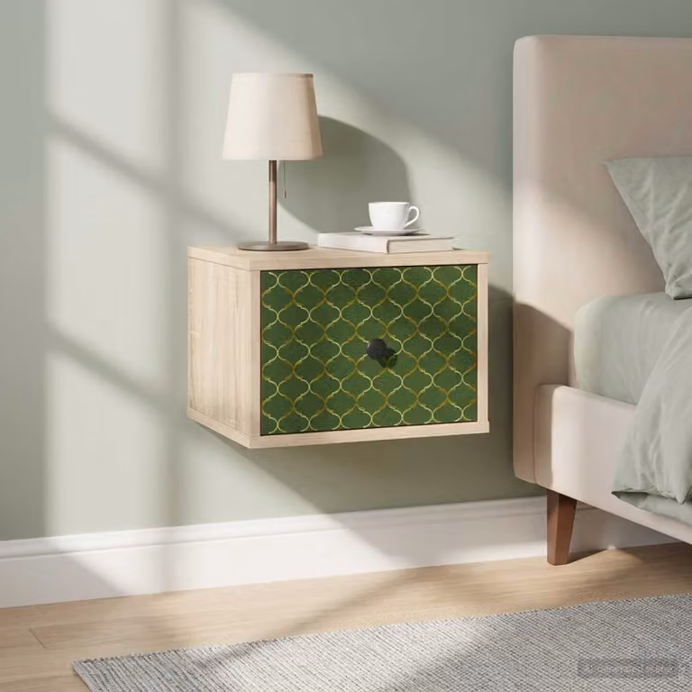 vidaXL Mobiletto da comodino a parete GELEEN Rovere Sonoma moderno in MDF e metallo