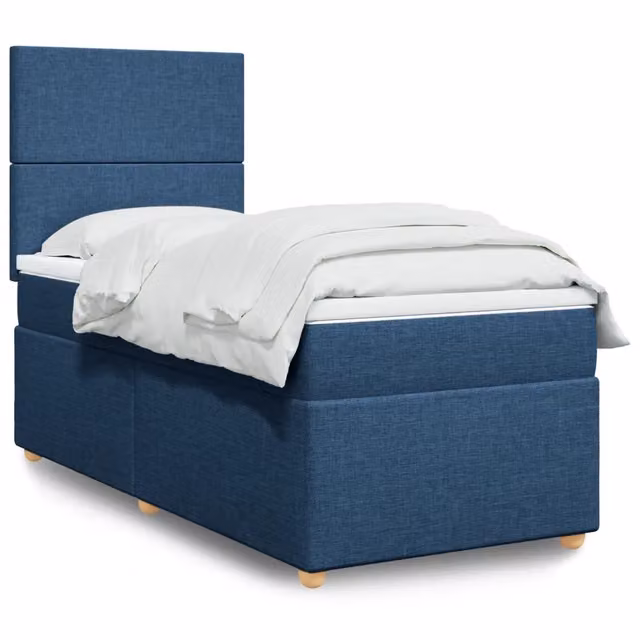 Letto Ibrido Moderno vidaXL con Giroletto a Molle e Materasso Blu e Bianco L/P/H: 200 x 90 x 150,5 cm