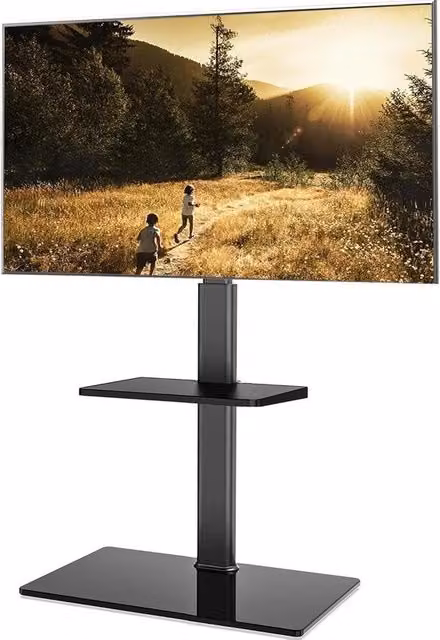 Sostegno per TV da 32 a 60 pollici, 70° girevole e 8 livelli di altezza regolabili con piatto per TV piane e curve, massimo VESA 600x400mm (Nero)