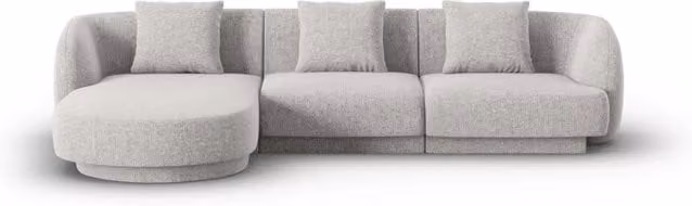Divano angolare sinistro Tulum di Cosmopolitan Design, modello a 4 posti in ciniglia grigio chiaro, L/P/H: 255 x 156 x 70 cm