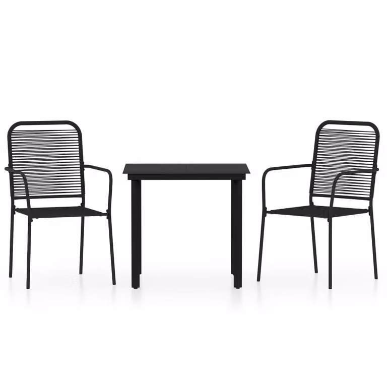 Set Mobili da Pranzo per Giardino 3 pz Nero