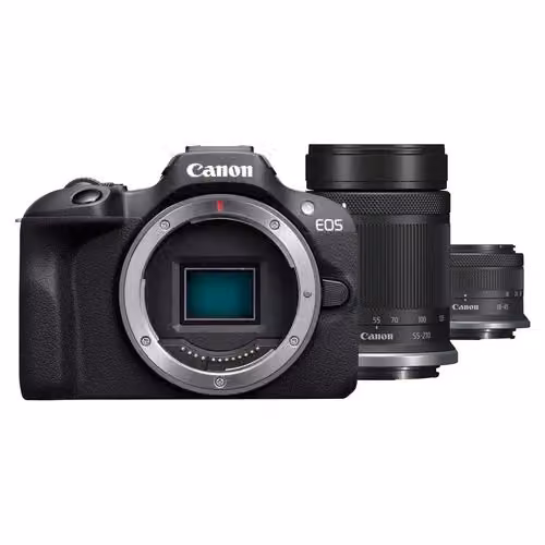 Fotocamera Mirrorless Canon EOS R100 con obiettivi RF-S 18-45mm IS STM e RF-S 55-210mm IS STM, Sensore APS-C da 24,1 MP, Nero – 3