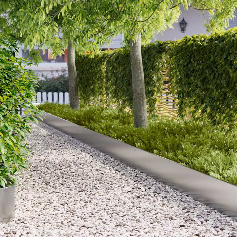 Set di 10 bordure per prato vidaXL in acciaio color argento, L: 103 cm, H: 30 cm