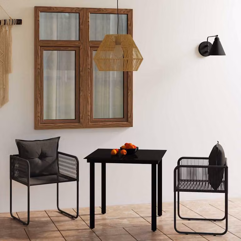 Set da Pranzo da Giardino Moderno vidaXL in Metallo e Vetro Nero