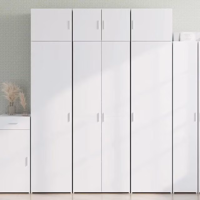 Mobile Portaoggetti a Parete vidaXL Bianco in MDF con Ante a Battente L: 70 cm, P: 42,5 cm, H: 225 cm