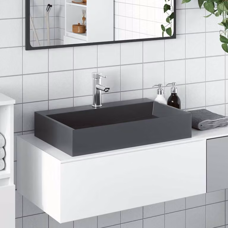 vidaXL Lavandino in Pietra Naturale Antracite L: 60 cm, P: 38 cm, H: 11 cm