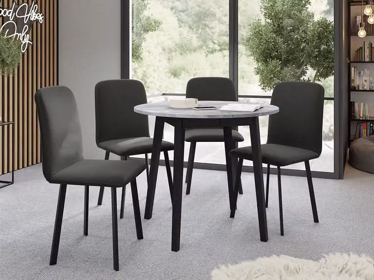 Tavolo da pranzo rotondo piccolo 90 cm DIAMENT 2 - marmo grigio / nero