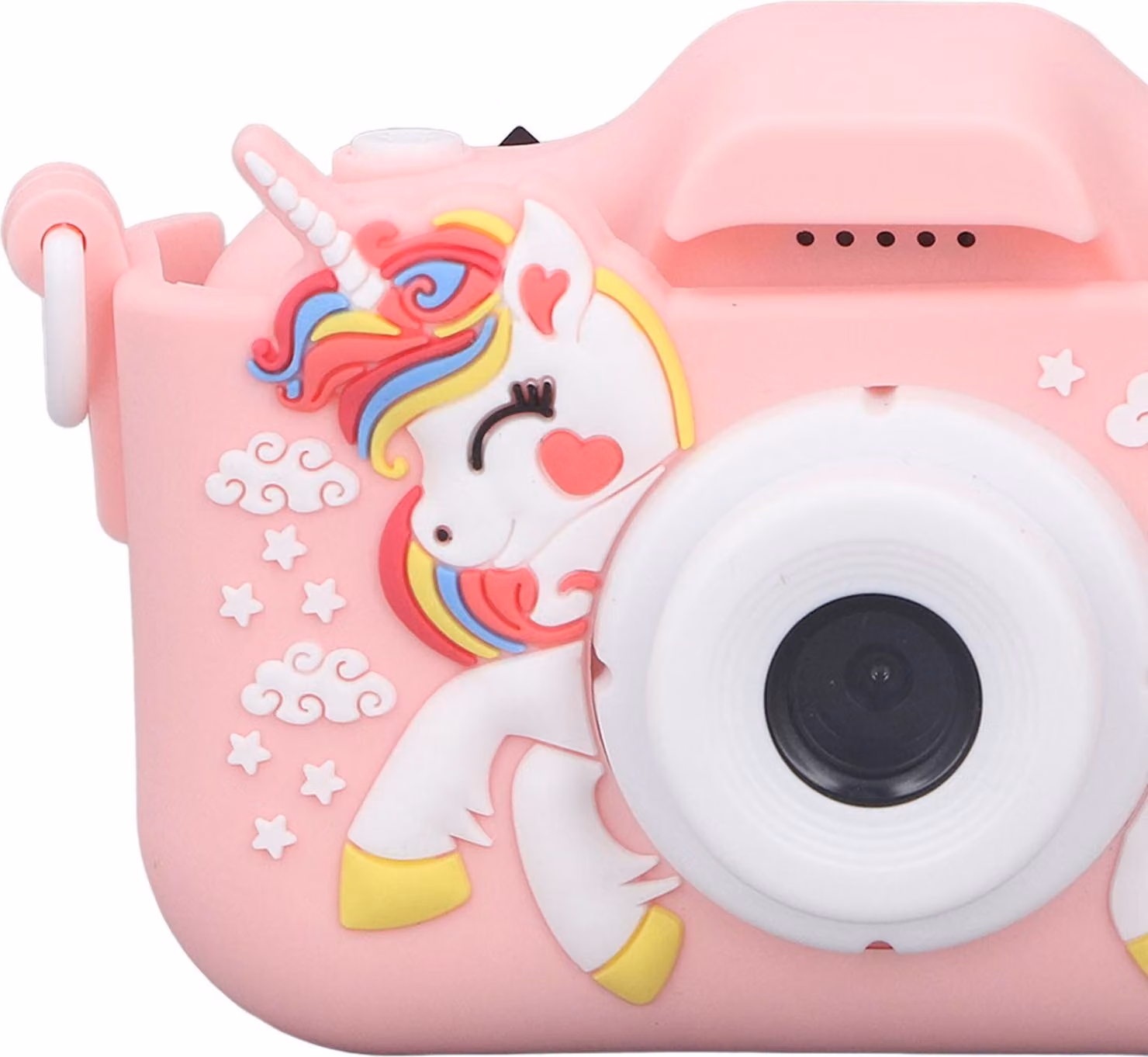 Fotocamera per bambini, giocattolo, videocamera digitale per foto e video, grazioso motivo cartoon, portatile per bambini, rosa