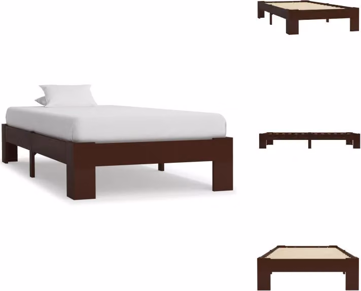 vidaXL Letto in legno massiccio di pino marrone scuro 90x200 cm - Letti e strutture letto