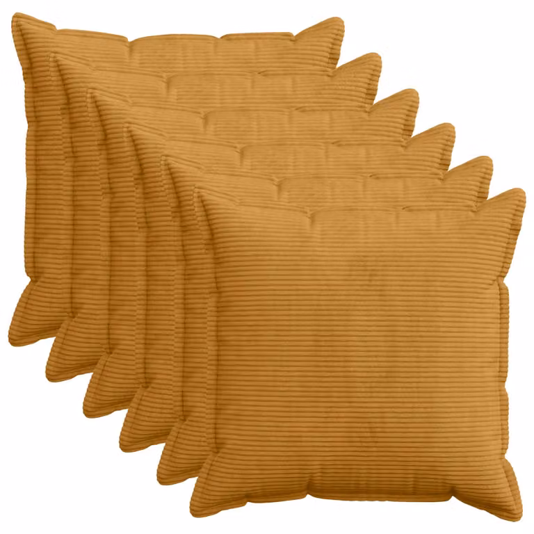 Set di 6 federe vidaXL HOUTEN in velluto a coste, Giallo, 70 x 70 cm