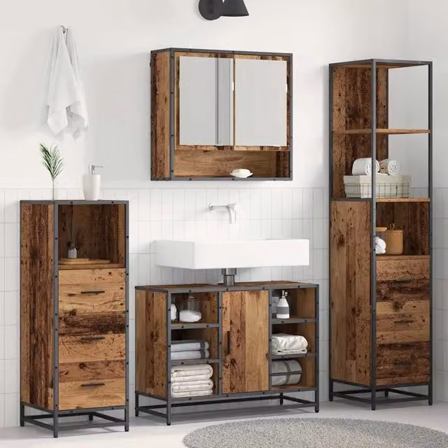 Set di mobili per il bagno 4 pz Legno vecchio 80 x 33 x 60 cm 3402336