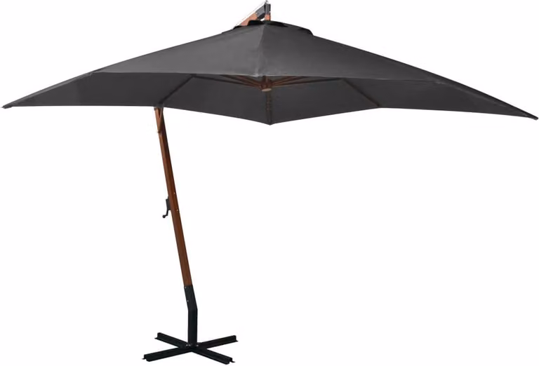 The Living Store Ampel ombrellone con palo antracite 3x3 m in legno massiccio di abete
