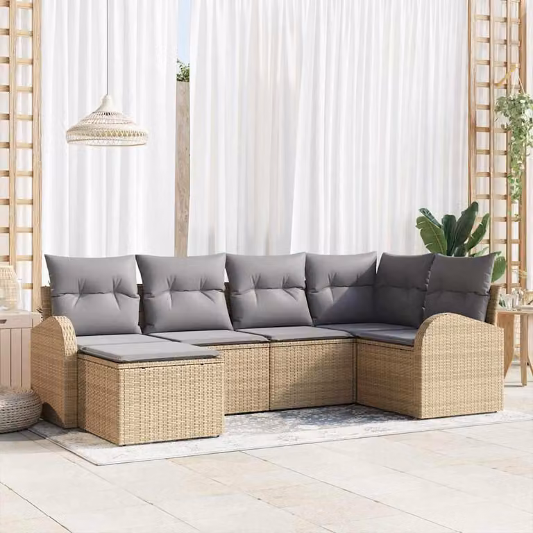 Maison Exclusive - Set Divano da Giardino 6 pcs Beige polyrattan