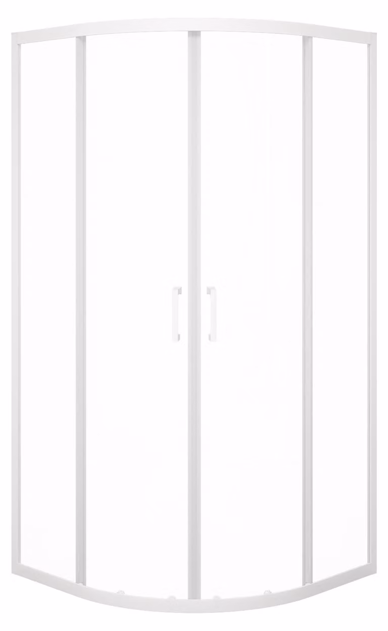 Cabina doccia 90x90 Marwell vetro Factory doccia rotonda, bianco, 90 x 90 x 200 cm - Cabina doccia con telaio in alluminio bianco opaco - Cabina doccia con porta scorrevole