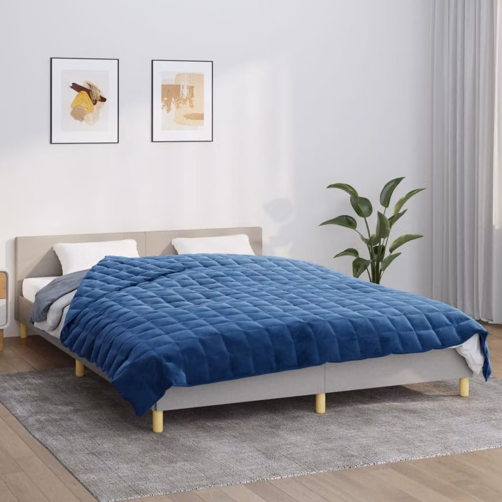Coperta Ponderata vidaXL Blu in Microfibra con Microperle di Vetro, L 220 cm x P 230 cm, 11 kg