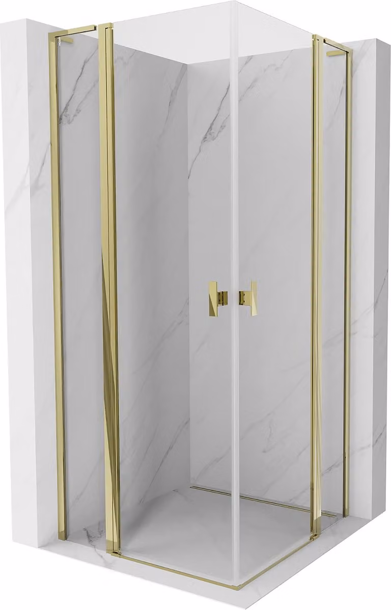 Mexen Mist L Duo cabina doccia a battente 110 x 110 cm, trasparente, oro - 8A4L-110-110-50-00