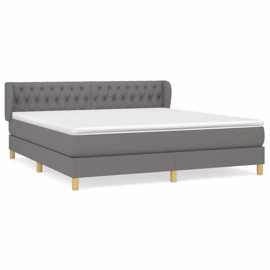 vidaXL Letto Ibrido con Materasso a Molle in Tessuto Grigio e Bianco L/P/H: 180 x 200 x 88 cm – 2