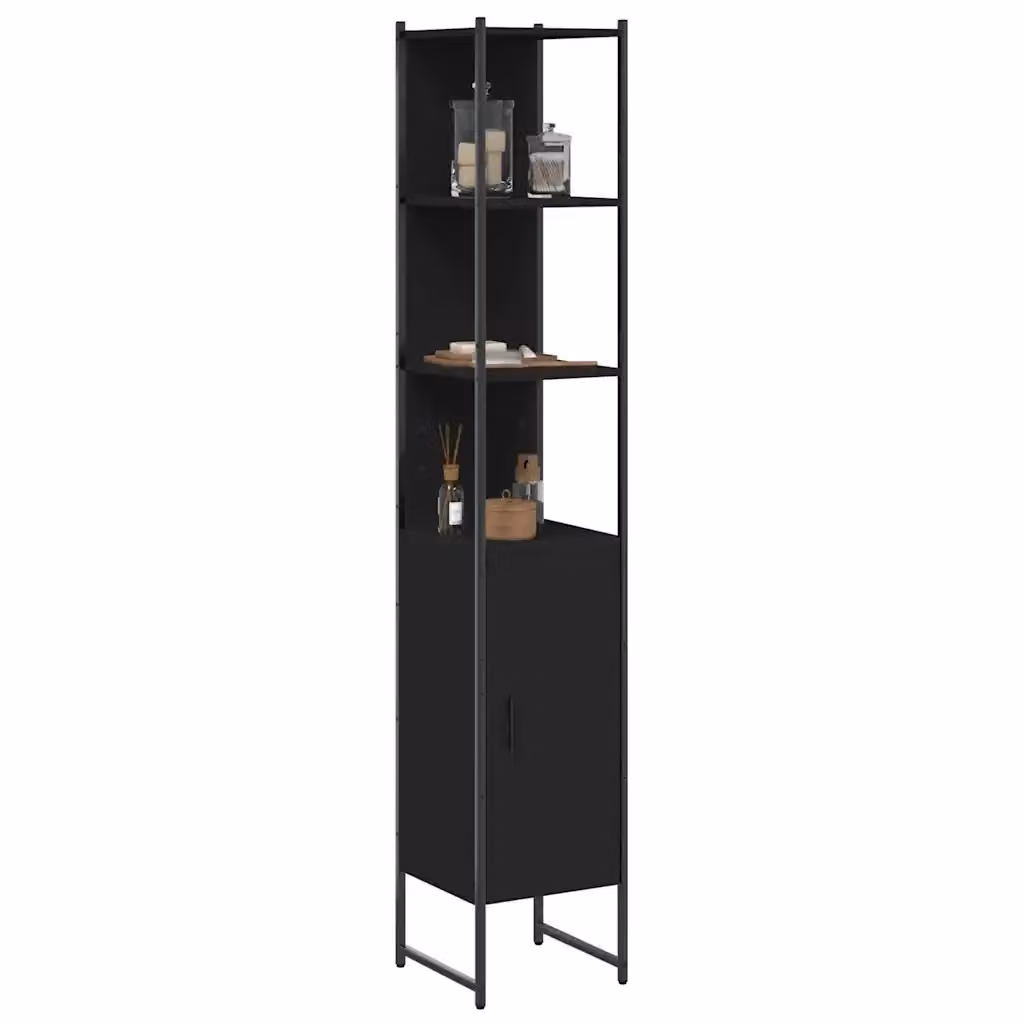 Armadio da bagno sospeso DESIGN IN Nero con ripiani interni L/P/H: 33 x 33 x 185,5 cm – 2